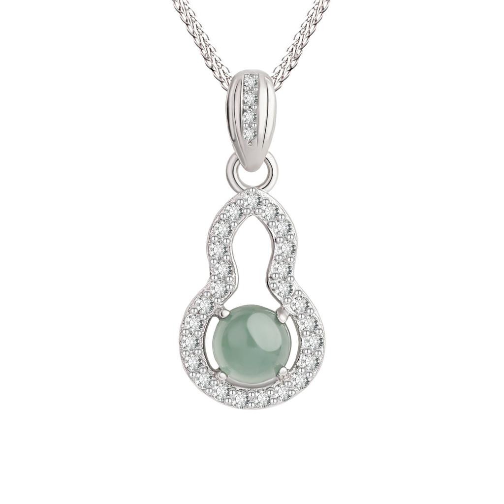 Natural blue water jadeite gourd necklace sterling silver s925 high-end exquisite live broadcast supply style fashion women's jewelry