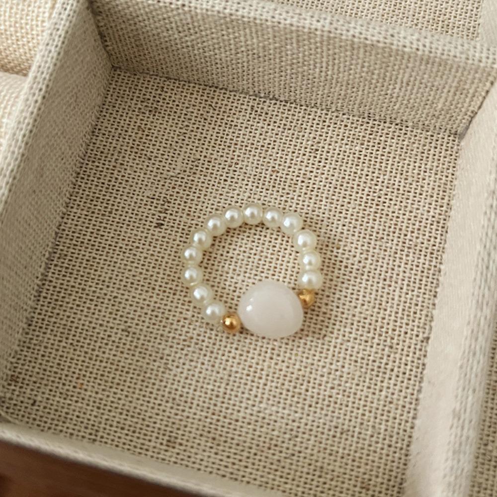 Maillard Parel kralen Ring Dames Elastisch Koord Literaire Gestapelde Wijsvinger Ring High-end Handgemaakte Ring Sieraden