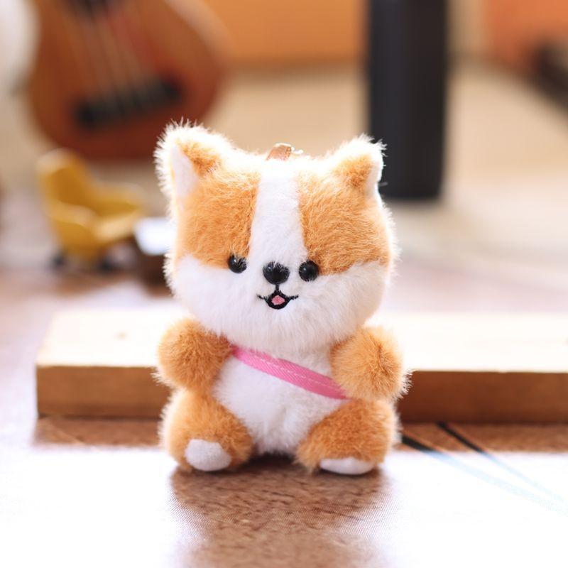 

Plush Corgi Puppy Pendant Bag Hanging Decoration Keychain Animal Cartoon Doll розовый