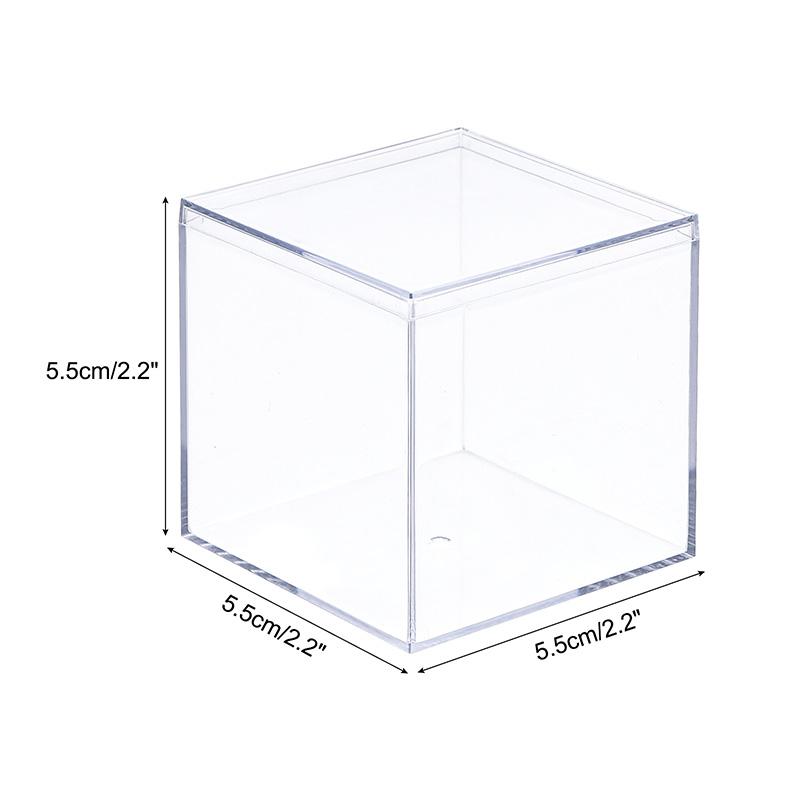 

2/4pcs Clear Acrylic Plastic Storage Box Square Cube Display Case with Lid Container Box Dust Proof Display Box Showcase 2pcs