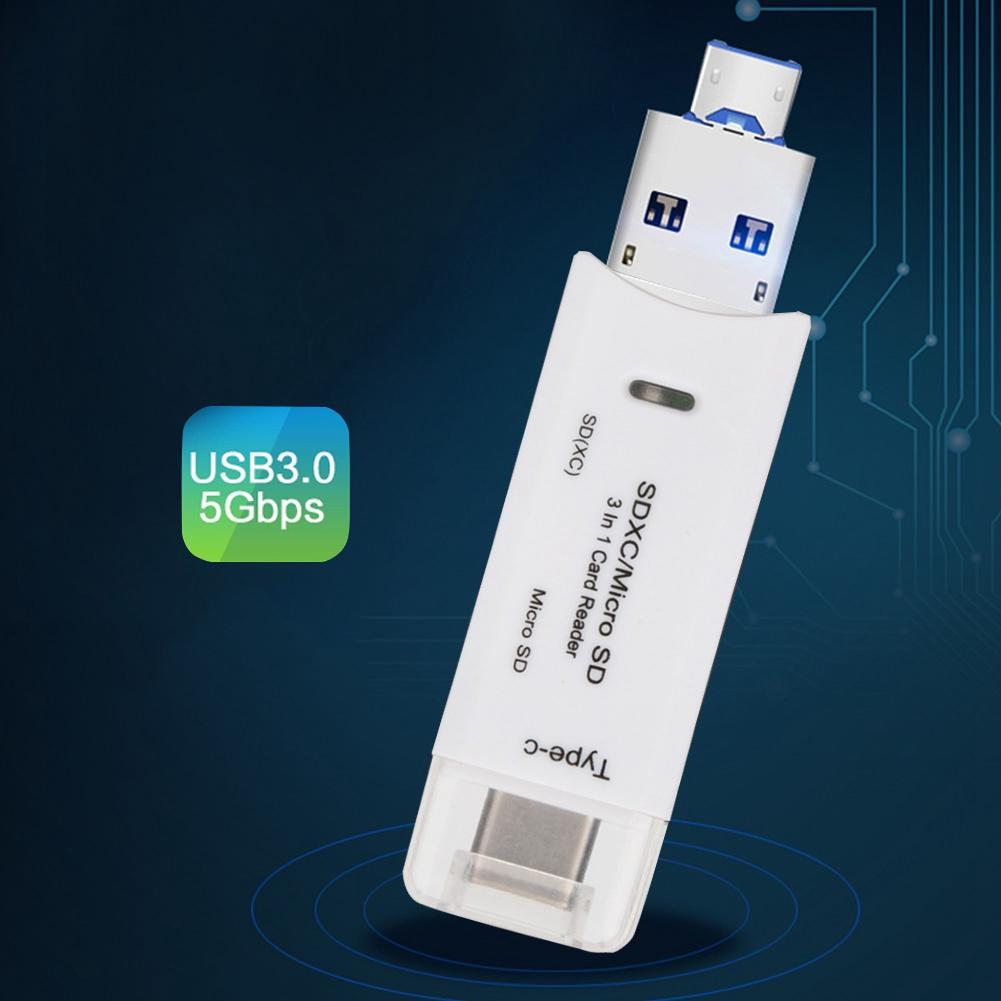 New Multifunctional 3 In 1 TypE C   USB Card Rder High Speed   (Black)