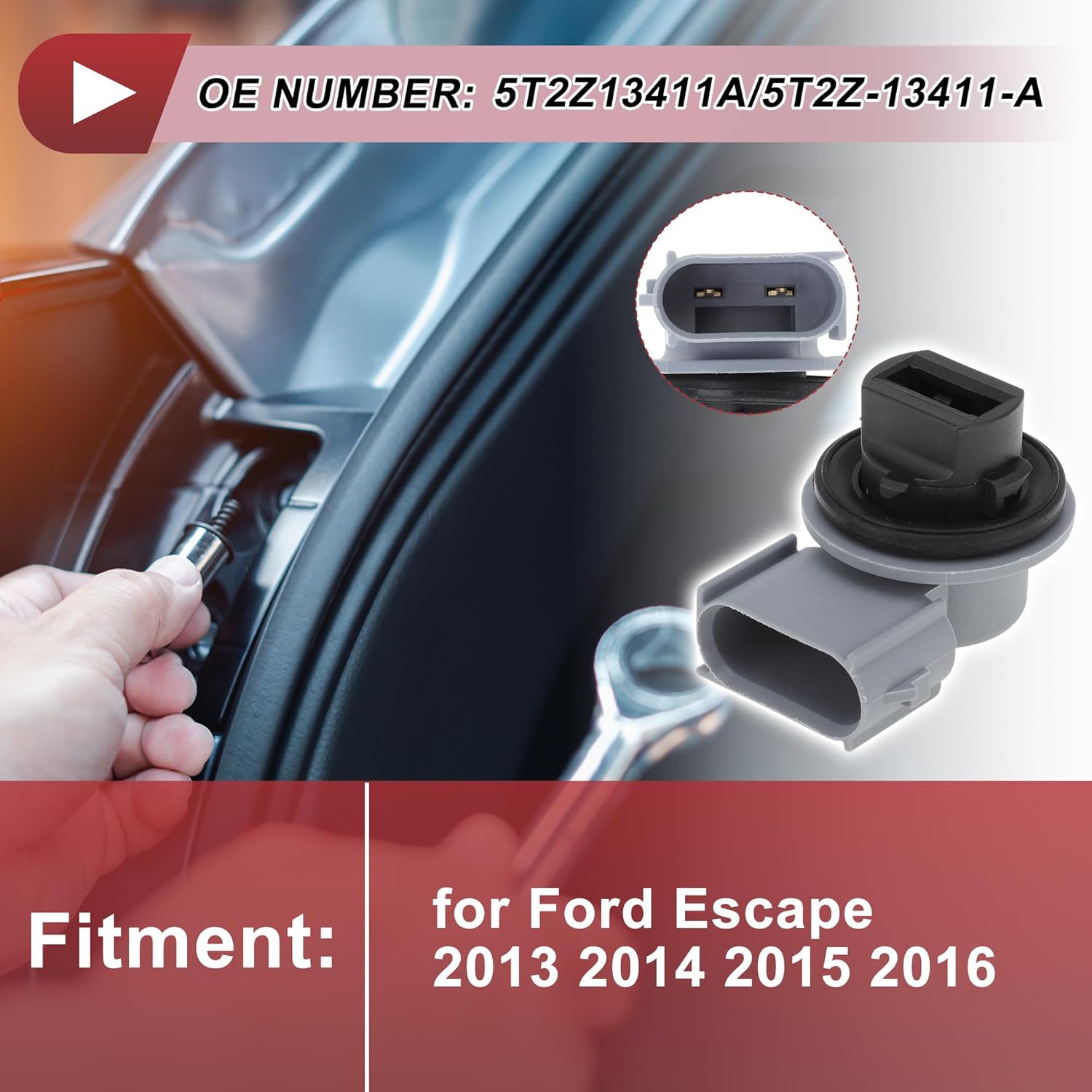 1 Pc Turn Signal Light Socket for Ford Escape 2013 2014 2015 2016 No.5T2Z13411A/5T2Z-13411-A Lamp Bulb Connector 2 Pin