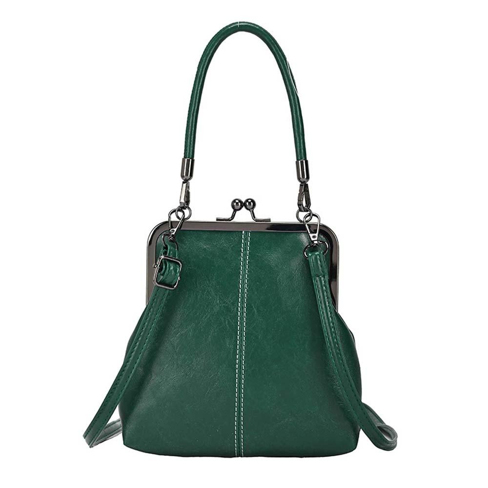 Elegant Kiss Lock Shoulder Bag Large Capacity Solid Color Chinese Style Crossbody Bag Anti-splash Water PU Leather