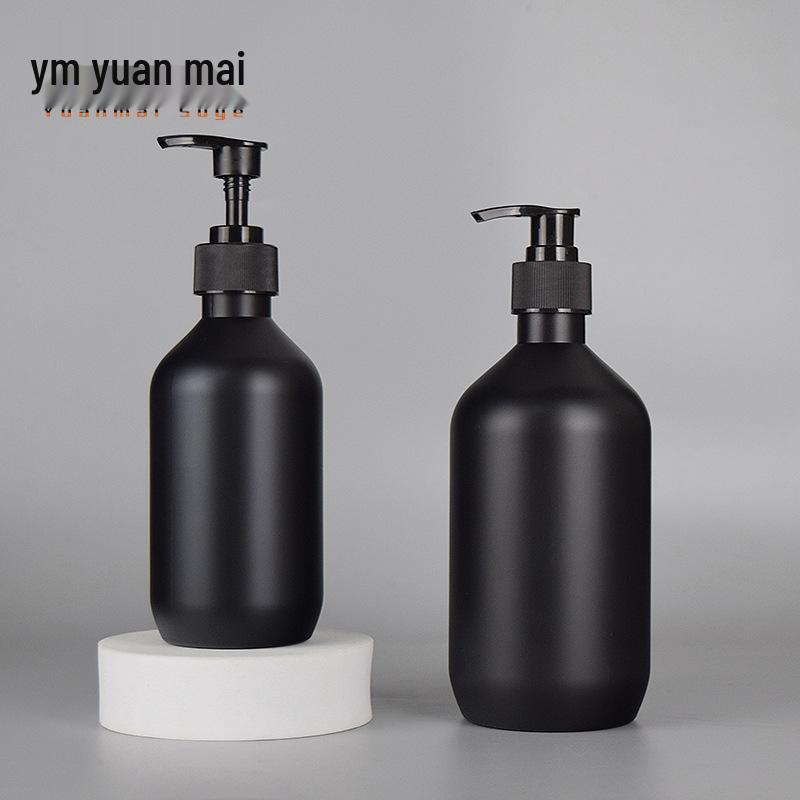 Matte Black PET Plastic Lotion Bottle, 300ml/500ml, Pump Type, Empty Personal Care Packaging
