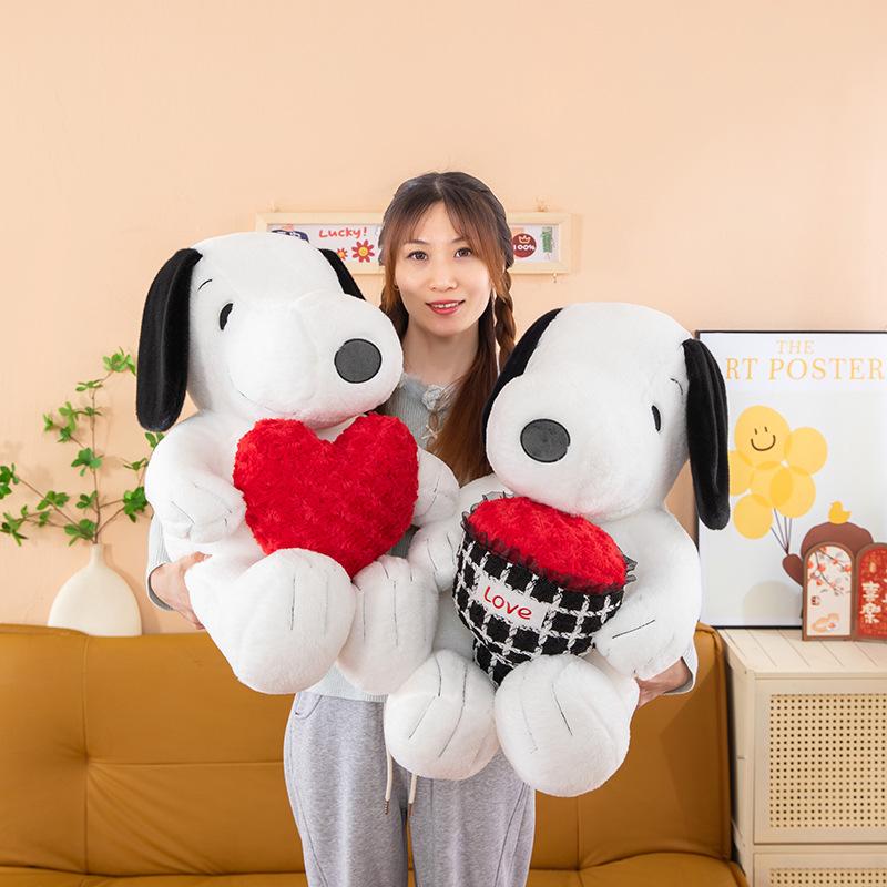 Cuscino Peluche Snoopy Fiore Cuore - Grande Regalo di Compleanno per Bambine