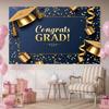 1pc Blue Gold Graduation Background Banner Suitable for Graduation Ceremonies Anniversaries and Wall Decoration