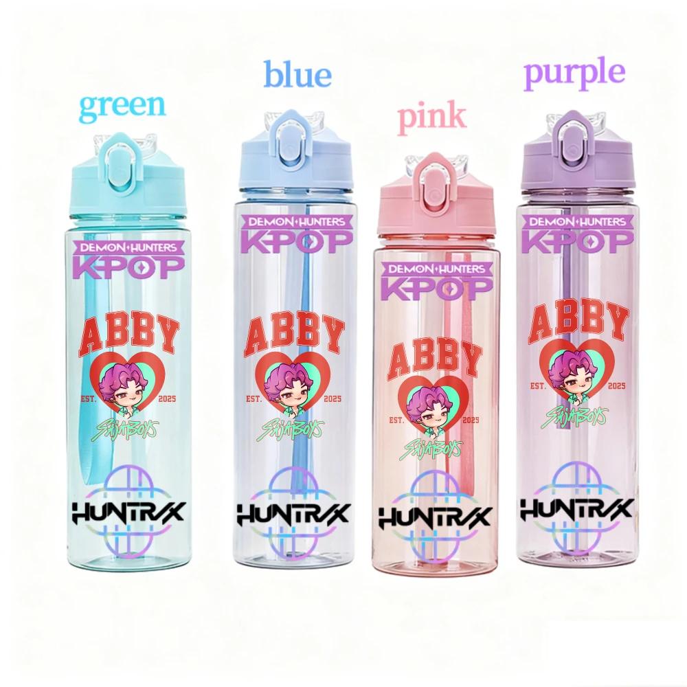 800ML KPOP Demon Hunters Transparent Water Cup Leakproof Shatterproof Anime Fashion Portable Sports Cup designed for Boys and Girls Present