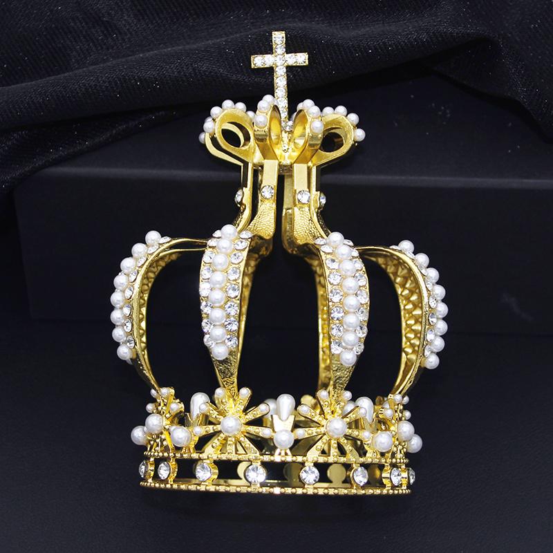 Lantern Crown with Cross.Imitation pearls.Rhinestone Tiaras and Crowns for Bride Party Prom Cake Crown Diadem Jewelry Ornaments