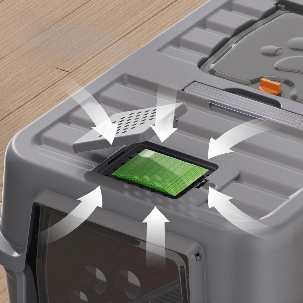 Odor-Proof Stainless Steel Enclosed Cat Litter Box with Anti-Splash Top Entry