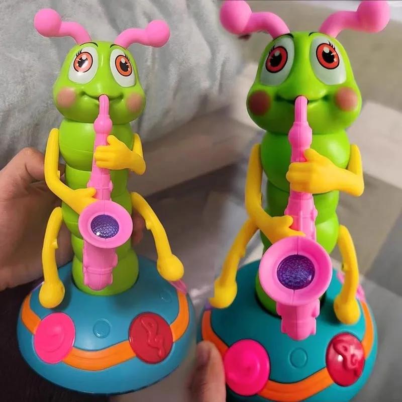 Children'S Led Electric Caterpillar Saxophone Toys Wriggle Dancing Saxophone Caterpillar Light Music Early Education Toys Gift