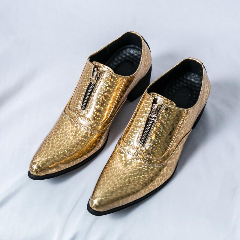 Fashion Fashion Men's Wedding Dress Patent Leather Shoes Male Gold Blue Black Prom Punk Rock Homecoming Oxfords Footwear Zapatos Hombre