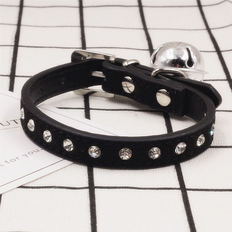 

Cat Collar Dog Collar Rhinestone Velvet Skin Pet Supplies Teddy Japanese Kittens Dog Puppy XXS neck circumference 15-21cm Black