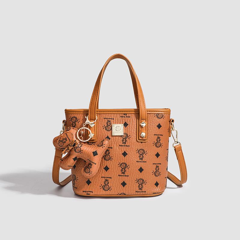 

2025 new niche cartoon printed tote bag versatile large-capacity vegetable basket portable shoulder crossbody bucket bag