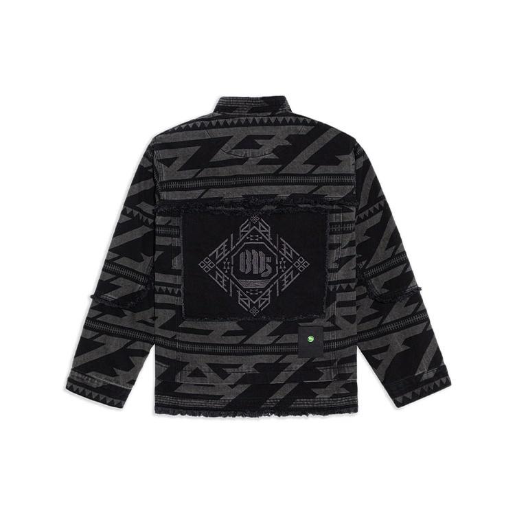 Li-Ning BADFIVE Series Full Print Loose Washed Denim Jacket 'Black Grey' Men's AJDS037-1