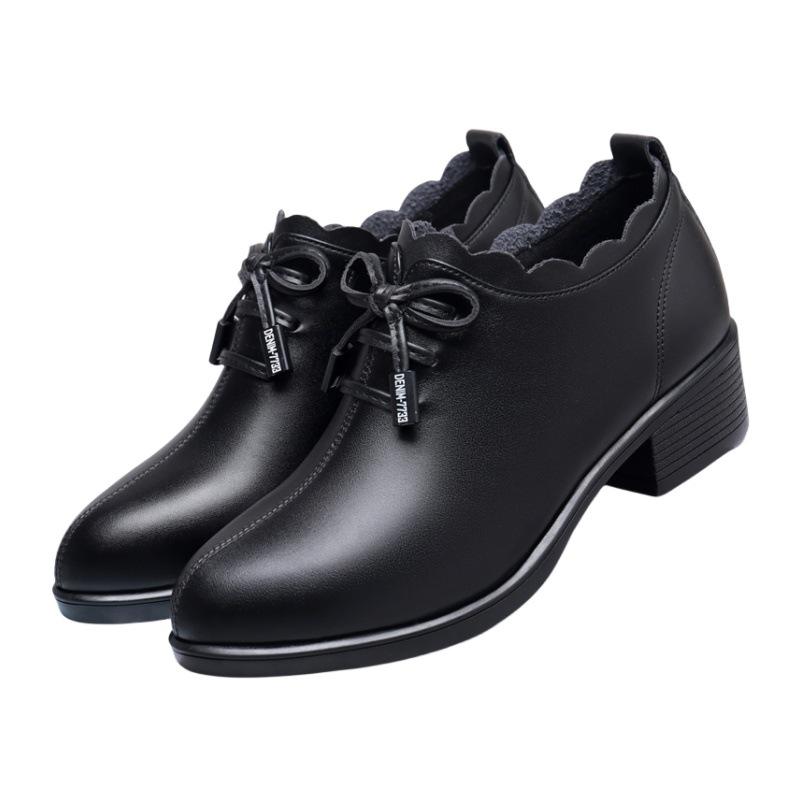 Thick Heel Shoes Women's Middle Heel Spring and Autumn Pointed Mother Shoes Soft Sole Fashion High Heels Plus Size