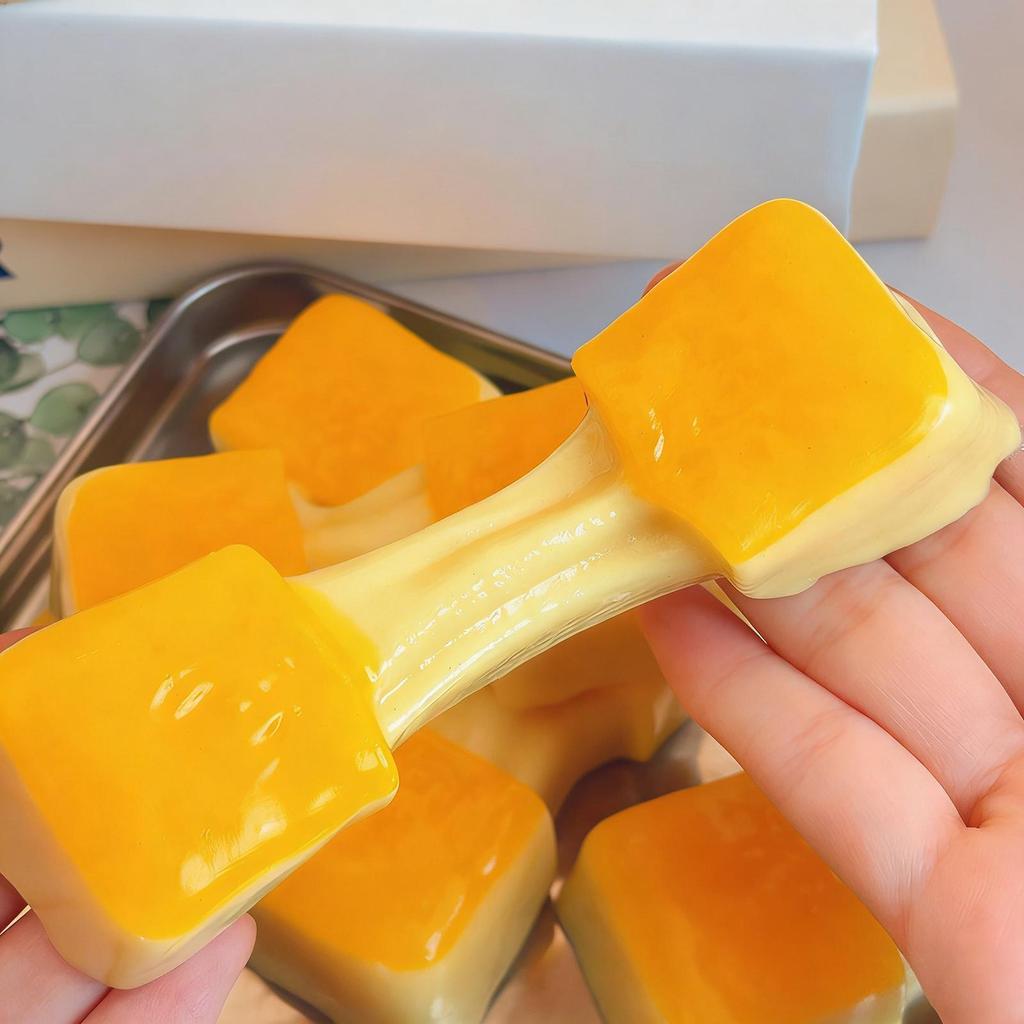 Squeeze Toys Yellow Brushed Rice Cakes Imitation Silicone Soft Sticky Bags Stretchy Food Bread Desserts Fidget Toys For Kids
