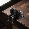 Medieval Knight Statue 3D Printed Statue, Meditating Figurine with Armor Cloak, Meditative Warrior Vintage Gothic Desktop Art Ornament for Bookshelf