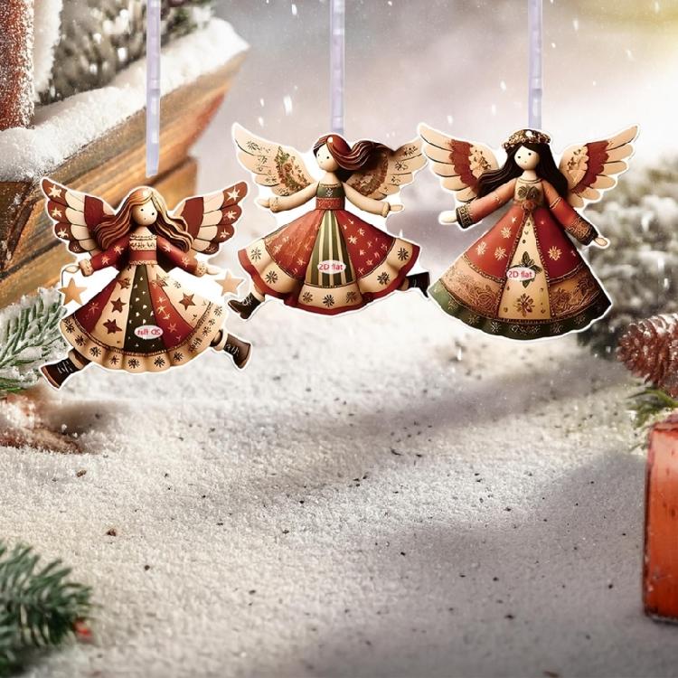 Angelic Acrylic Hanging Decors Set Of 4 Angel Car Hanging Ornament For Vehicle Homes Christmas Celebration Display