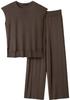 2026 Solid Color Knit Set: Sleeveless Top & Wide-Leg Crop Pants, Slim Fit, Round Neck