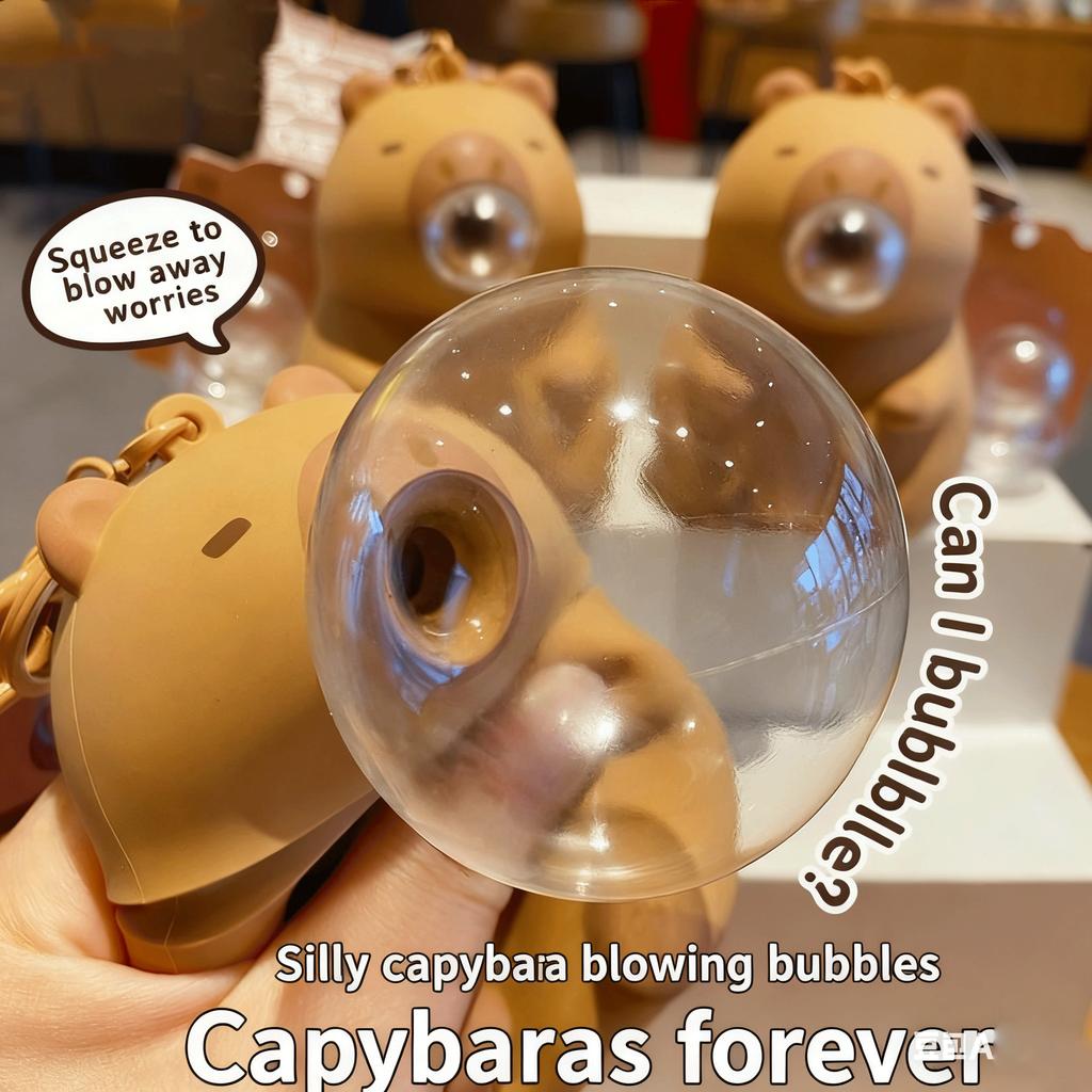 Poupée Capybara Pendentif à Pincer Jouets Écraser Cracher Bulle Jouet de Décompression Pendentif Décoration Cartable Enfant Cadeau de fête