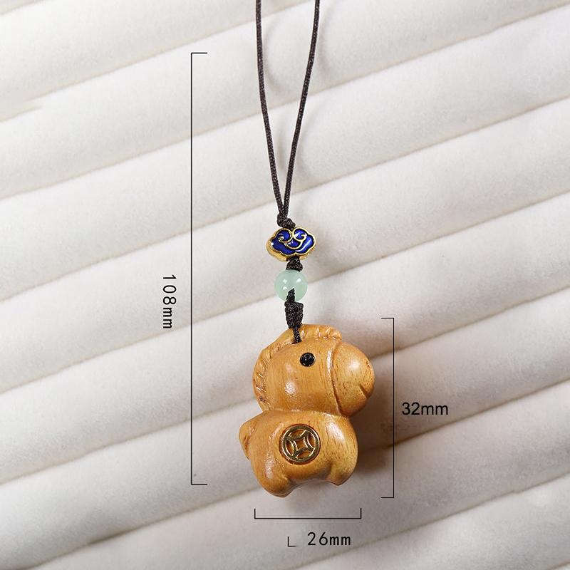 Creative Sandalwood Zodiac Horse Keychain Pendant Mobile Phone Hanging Decor Cute Wooden Artifacts Small Ornament Couple Gifts