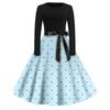 Women's Vintage Geometry Printed Long Sleeve Round Neck Plus Size Evening Prom Dresses