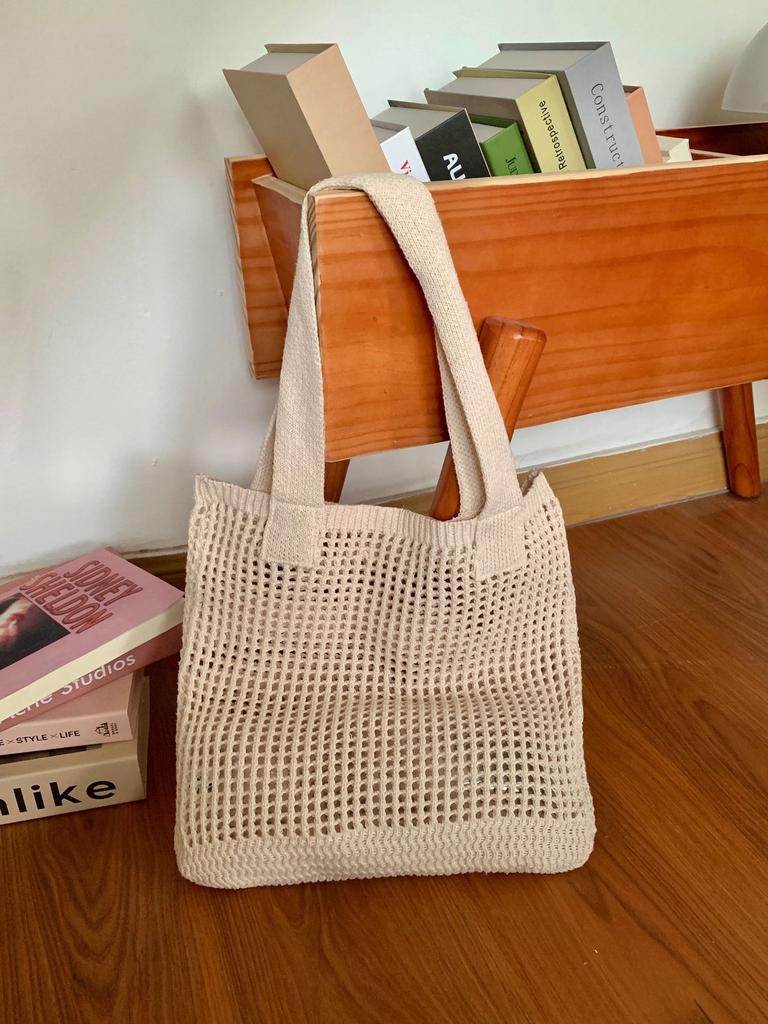 Bags Niche Versatile Knitted Bags Simple Woven Bags Mesh Hollow Women'S Shoulder Bags Tote Handbags