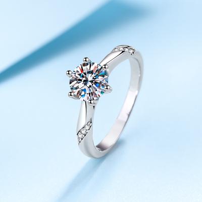 S925 Sterling Silber Ring Damen Pendler Moissanit Ring vergoldet pt950 Gold Ring