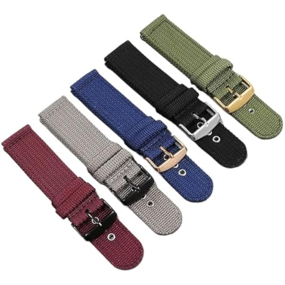 Nylon canvas strap compatible with Tissot Speedy and Casio watches (19/20/21/22/23/24mm, blue/bla...