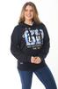 Women's Style Big Size Sweatshirt Large Size Blue Two Thread Front Printed Hooded Sweatshirt