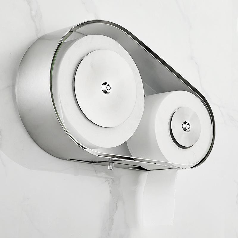 Commercial Wall-Mounted Double Roll Stainless Steel Toilet Tissue Holder