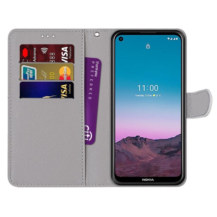 For Nokia 5.4 Coloured Drawing Cross Texture Horizontal Flip PU Leather Case with Holder & Card Slots & Wallet & Lanyard