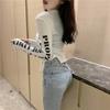 Women Slim Stretch Drawstring T-shirt