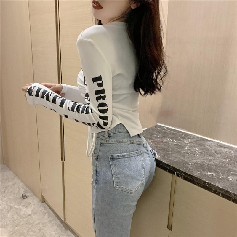 Women Slim Stretch Drawstring T-shirt