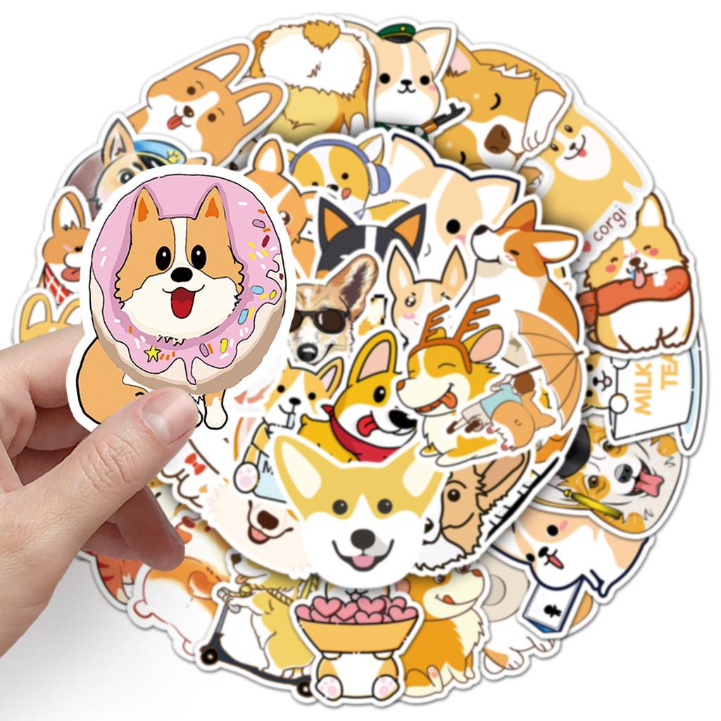 50 Cartoon Cute Corgi Personalized Graffiti Suitcase Bicycle Scooter Waterproof Car Decoration Stickers