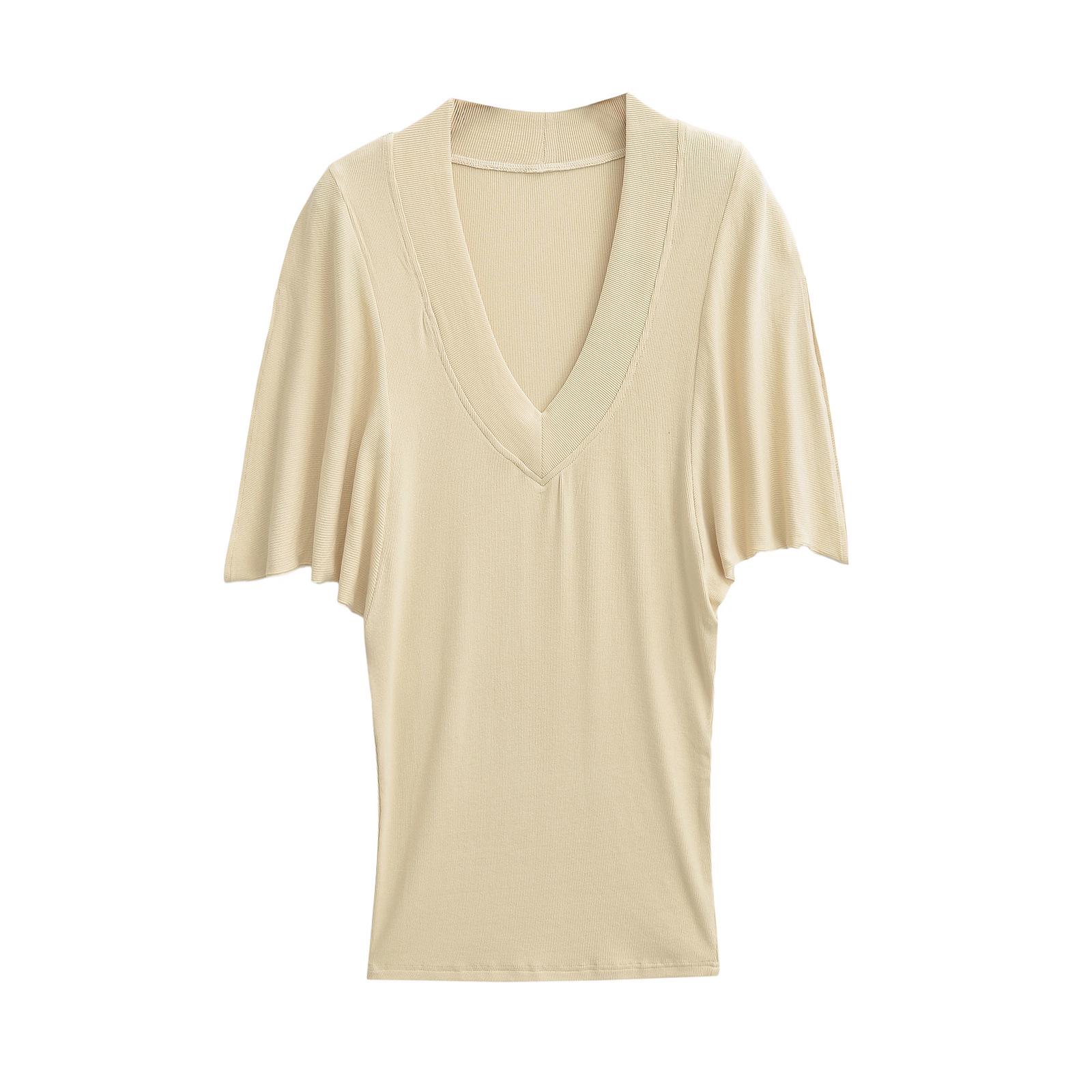 

Женская летняя рубашка с V-образным вырезом и рукавами «летучая мышь», свободного кроя Large