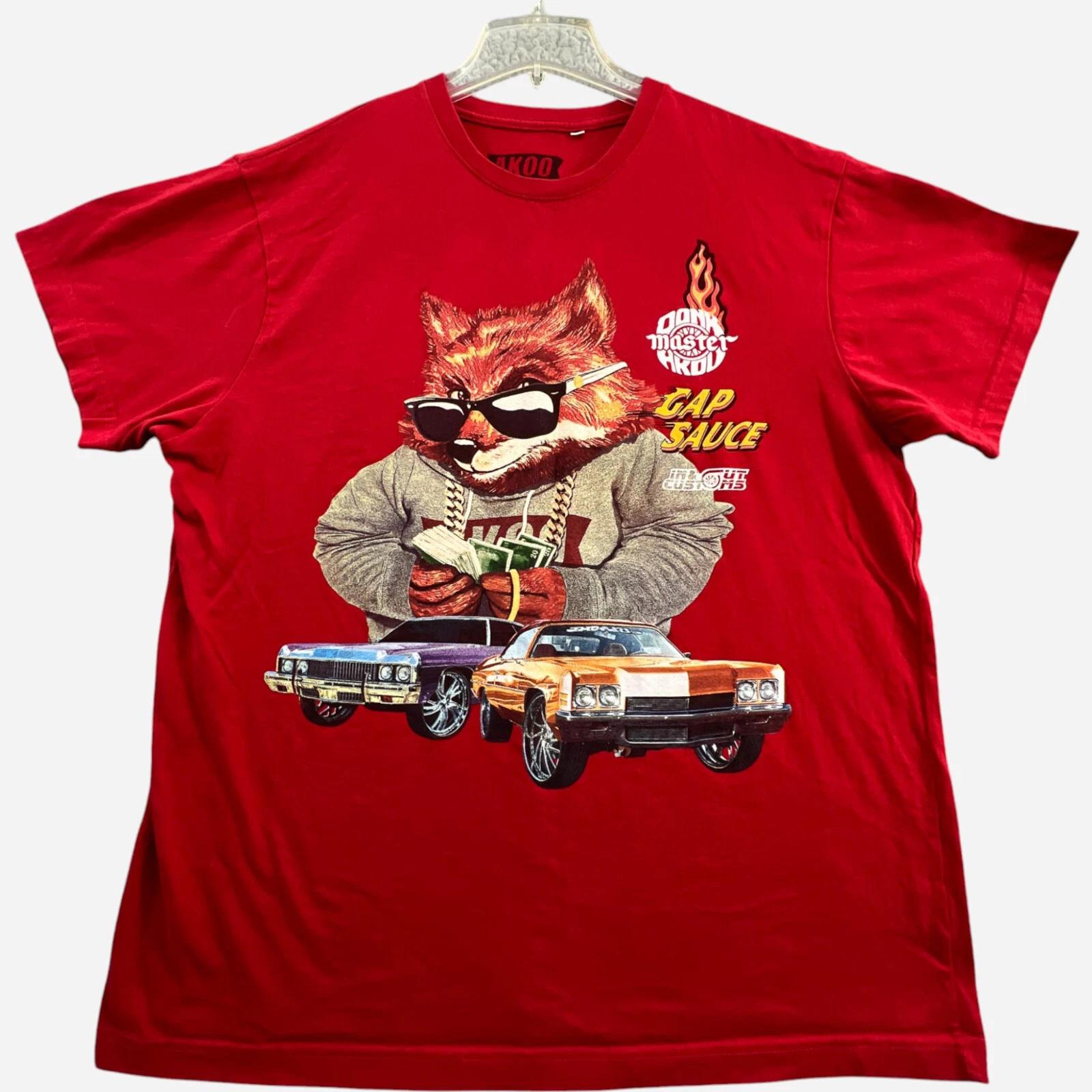 

AKOO Donk Master Graphic T Shirt Mens 2XL Red Gap Suace Tee Streetwear Hip Hop XL