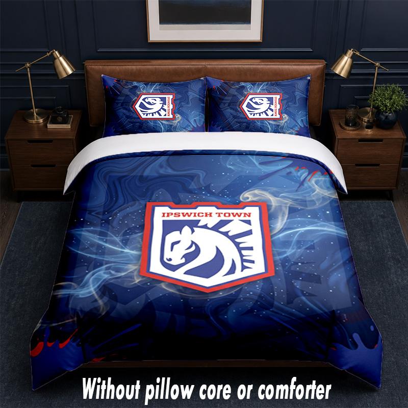Set Biancheria da Letto Design Calcio Ipswich Town 1 Copripiumino + 2 Federe Morbido Traspirante Biancheria da Letto per la Casa