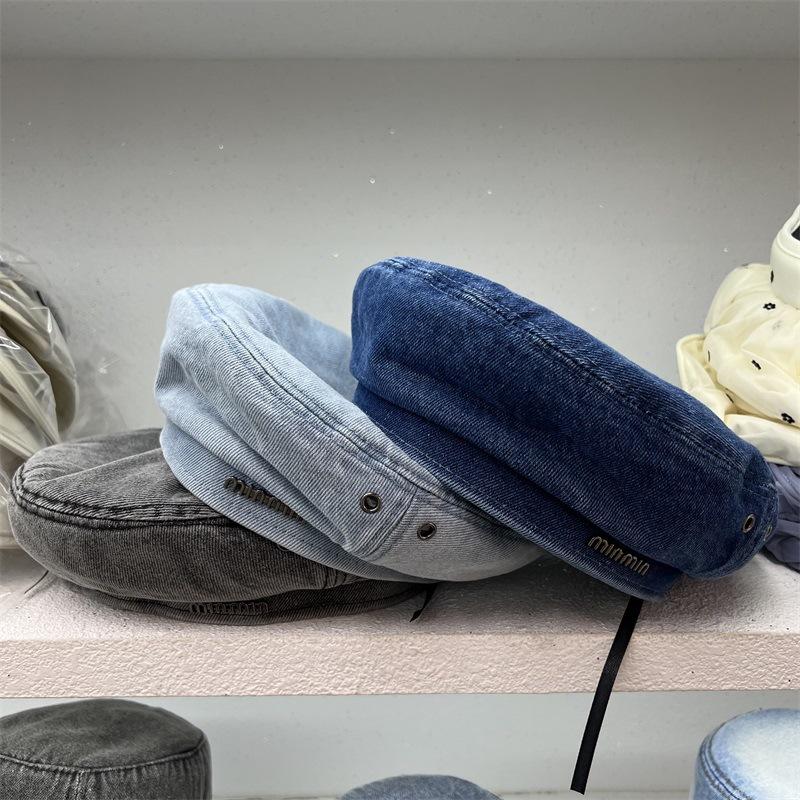 

Cowboy beret women s autumn new fashion retro fashion styling painter hat showing face small bud hat M（56-58cm） світло-синій колір