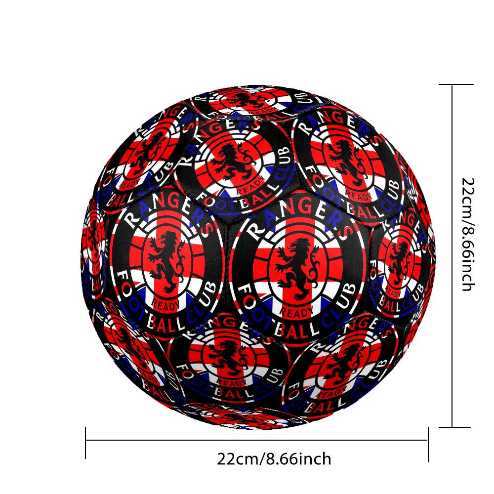 1pz Rangers FC Pattern Taglia 5 Pallone da Calcio, Pallone da Calcio Resistente per Allenamento Quotidiano, Partite, Sport all'Aperto, Regalo Ideale per la Famiglia