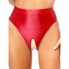 Womens Glossy Stretchy Panties High Waist Open Crotch Design Elastic Waist Sexy Underwear Lingerie