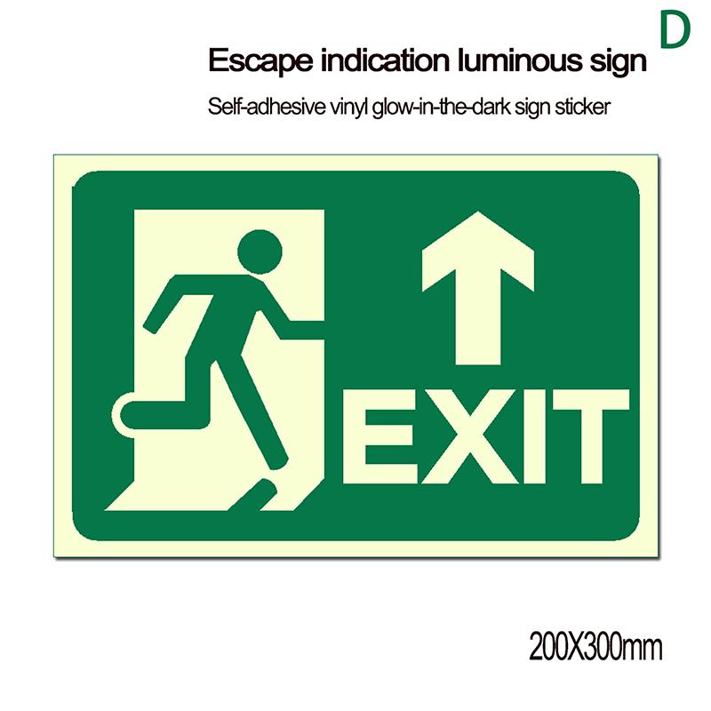 

1pc Glow In Dark Exit Signs Luminous Security Stickers Wall Safety Adhesive Fire Evacuation Directional Night Visibility Signage