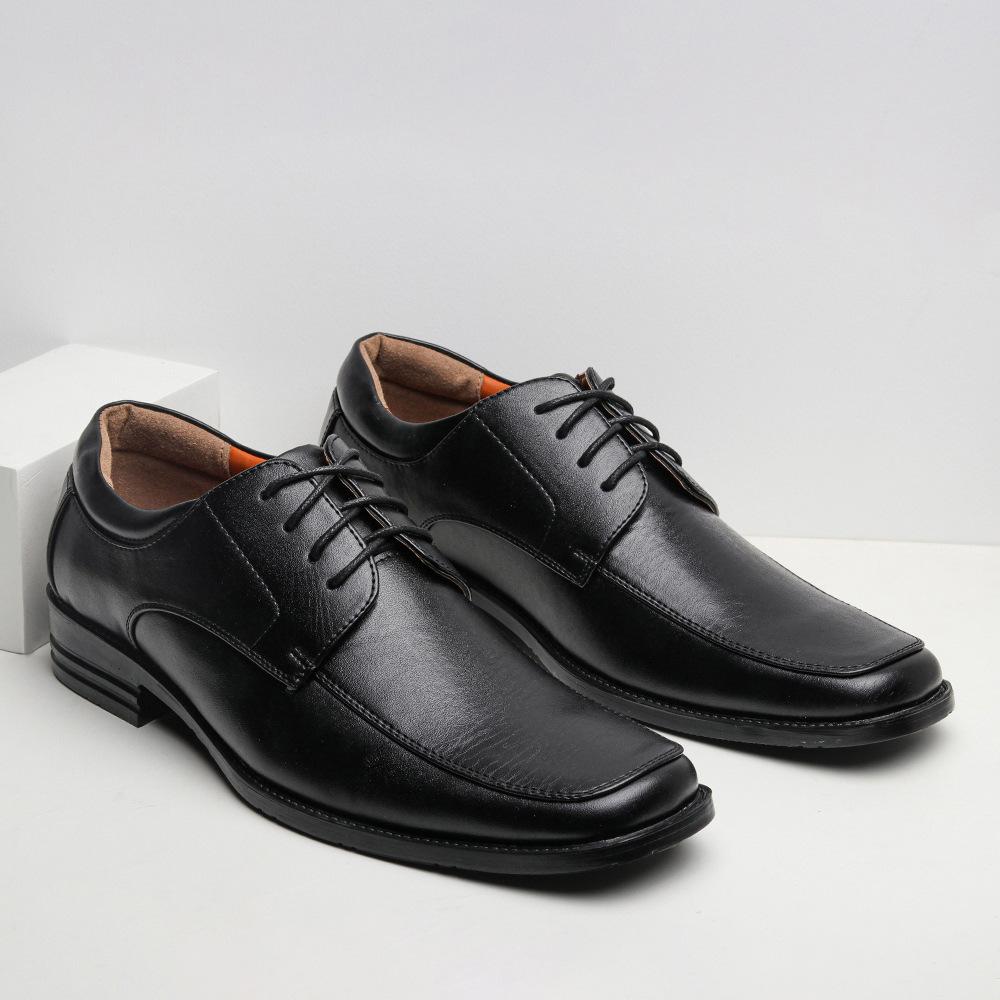 Fashion 2025 Summer Autumn Men's Business Casual Leather Shoes Man Formal Wear Square Toe Shoes Men Lace-Up Leather Shoes Comfort