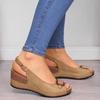 European American Plus Size Wedge Sandals - Thick Sole, Open Toe, Single Strap Buckle, Summer Outdoor, Size 43