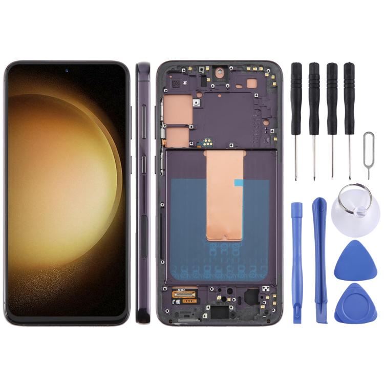 

Для Samsung Galaxy S23+ SM-S916B 6,43-дюймовый TFT LCD экран, сборка с дигитайзером и рамкой, не поддерживает сканер отпечатков пальцев чёрный
