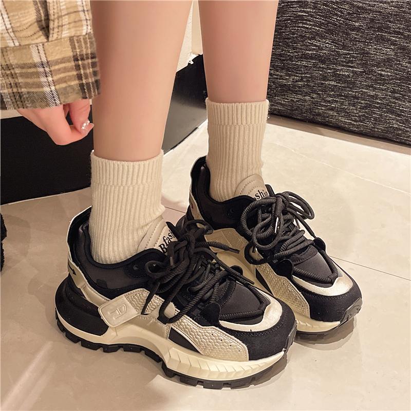 2024 Autumn New Vulcanized Shoes Women Mixed Colors Design Casual Shoes Versatile Trend Lace Up Sneaker Women's Sport Shoes