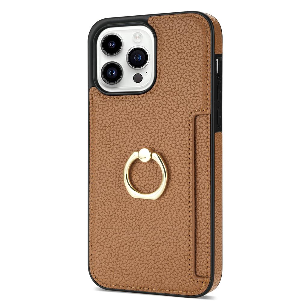 Pro iPhone 16 Pro Max Pouzdro se stojánkem PU+TPU Držák na karty Kryt na telefon