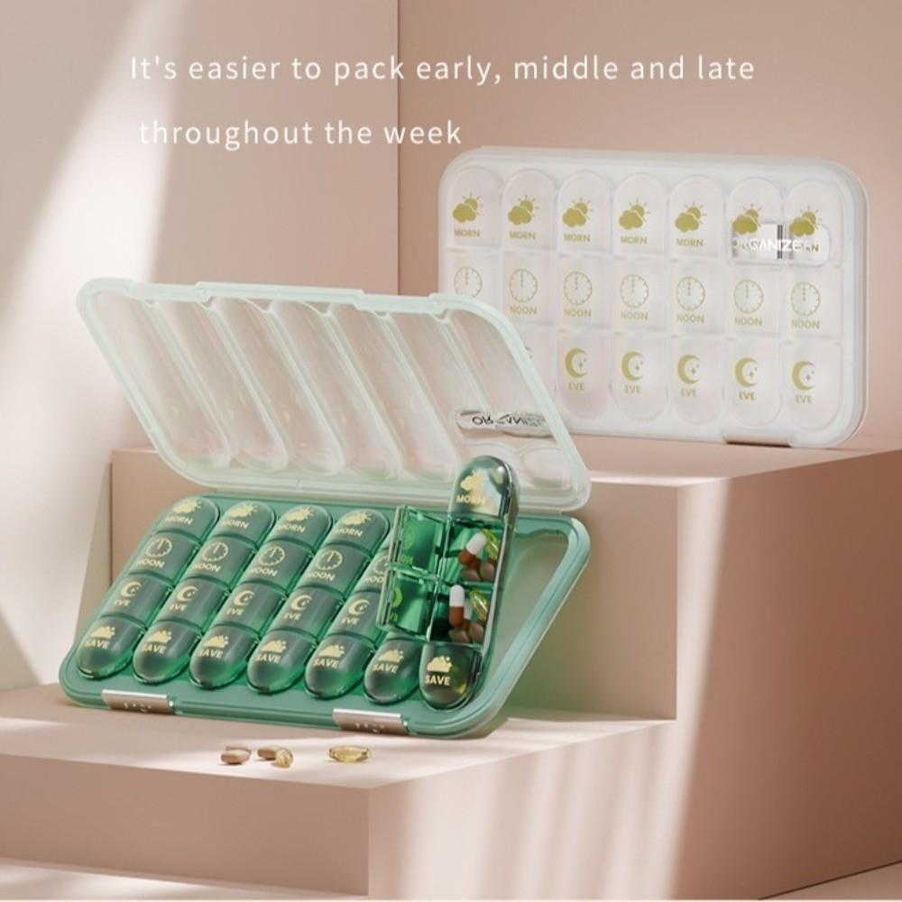 Large Capacity Weekly Pill Box Separate Grid Pill Storage Box Pill Organizer  Travel Use