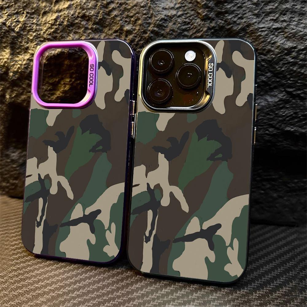 Print Camouflage Pattern Phone Case For iPhone 13 14 11 12 15 16 Pro Max Plus X XR XS Mini Colored Silver Protect IMD Hard Cover
