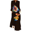 Damen Maxikleid mit floraler Stickerei und Taschen Böhmisches Sommerkleid